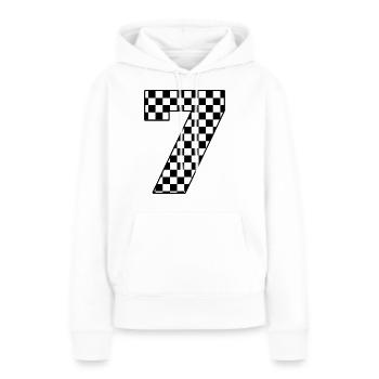 Numéro 7 à carreaux - Sweat à capuche Premium bio Femme - blanc - Devant - Julia (174cm)