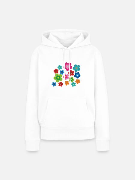 Hippie Blumen Flower Power Geschenk 70er Love - Frauen Premium Bio Hoodie - Weiß