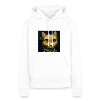 Chat de style Van Gogh décoré à Noël - Sweat à capuche Premium bio Femme - blanc - Devant - Julia (174cm)