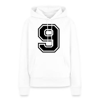 Nummer 9 - Frauen Premium Bio Hoodie - Weiß - Vorne - Julia (174cm)