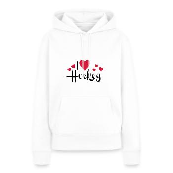 I love Hockey - Frauen Premium Bio Hoodie - Weiß - Vorne - Julia (174cm)
