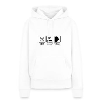 MANGER, DORMIR, GRIMPER - Sweat à capuche Premium bio Femme - blanc - Devant - Julia (174cm)