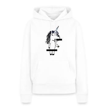 Licorne censurée - Sweat à capuche Premium bio Femme - blanc - Devant - Julia (174cm)