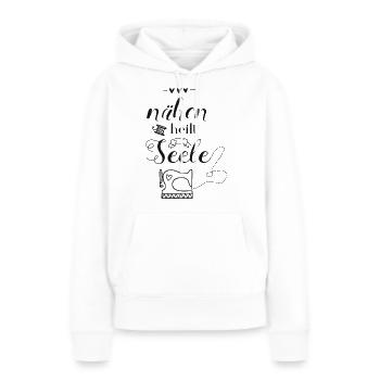 Nähen heilt die Seele - Frauen Premium Bio Hoodie - Weiß - Vorne - Julia (174cm)