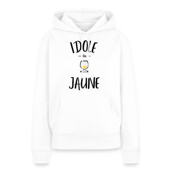 Idole Du Jaune T Shirt Pastis Anis Humour - Sweat à capuche Premium bio Femme - blanc - Devant - Julia (174cm)
