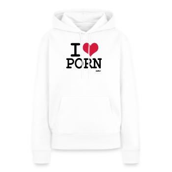 j'aime porno par wam - Sweat à capuche Premium bio Femme - blanc - Devant - Julia (174cm)