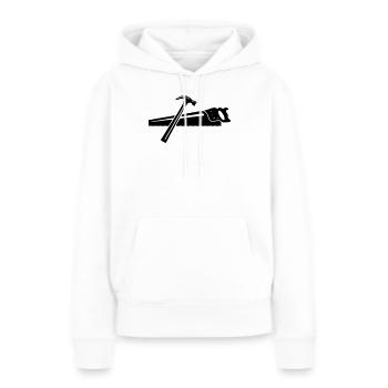 Un marteau et une scie - Sweat à capuche Premium bio Femme - blanc - Devant - Julia (174cm)
