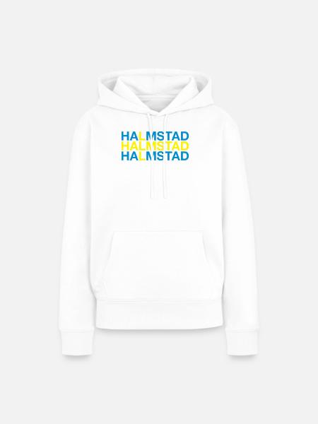 HALMSTAD Schweden Schwedische Flagge Swedish Flag - Frauen Premium Bio Hoodie - Weiß
