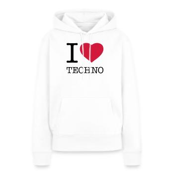 J’ADORE LA TECHNO - Sweat à capuche Premium bio Femme - blanc - Devant - Julia (174cm)