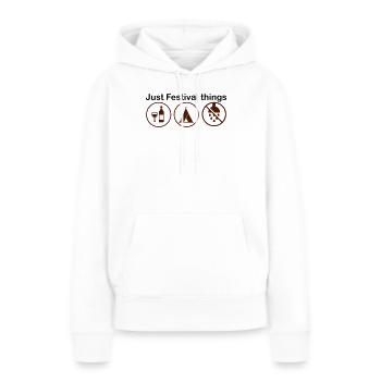 La saison des festivals - Sweat à capuche Premium bio Femme - blanc - Devant - Julia (174cm)