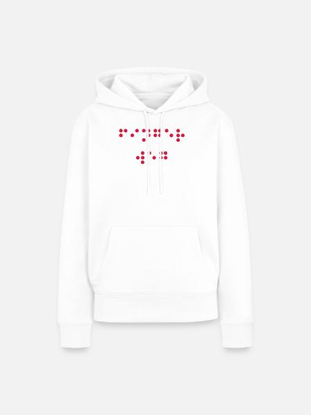 Finger weg - in Blindenschrift - Frauen Premium Bio Hoodie - Weiß
