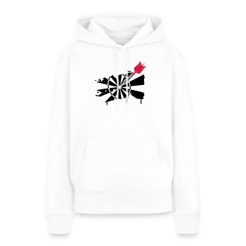 Jeu de fléchettes avec des fléchettes - Sweat à capuche Premium bio Femme - blanc - Devant - Julia (174cm)