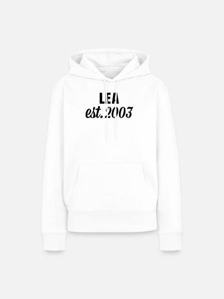 Lea est 2003 - Frauen Premium Bio Hoodie - Weiß