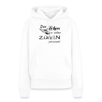Das Leben geniessen - Frauen Premium Bio Hoodie - Weiß - Vorne - Julia (174cm)