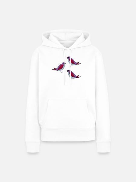 Lila Vogel Muster Trio - Frauen Premium Bio Hoodie - Weiß