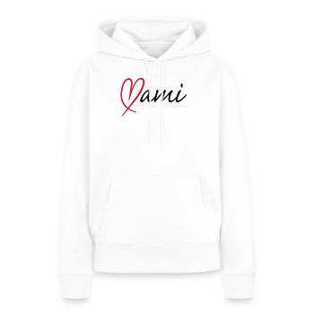 Mami Herz | Heart - Sweat à capuche Premium bio Femme - blanc - Devant - Julia (174cm)