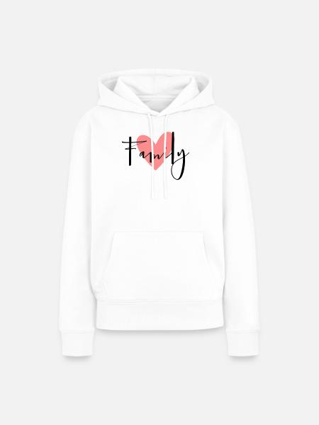 Famille coeur idée cadeau parents enfant amour - Sweat à capuche Premium bio Femme - blanc