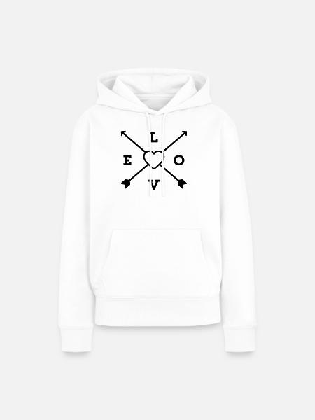 love herz liebe - Frauen Premium Bio Hoodie - Weiß