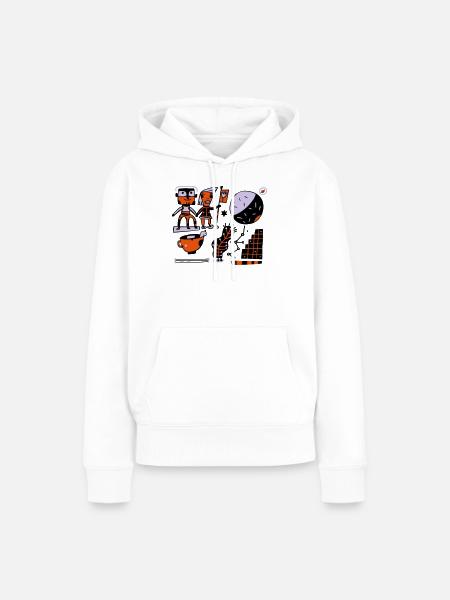 Mondraum-Charaktere: Kunterbunte Astronauten - Frauen Premium Bio Hoodie - Weiß