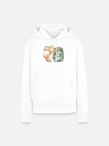 Hase und Igel - Frauen Premium Bio Hoodie - Weiß