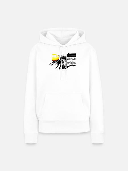 le petit train jaune - Sweat à capuche Premium bio Femme - blanc