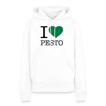 I LOVE PESTO Basilikum - Frauen Premium Bio Hoodie - Weiß - Vorne - Julia (174cm)