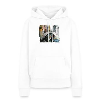 Venise - Sweat à capuche Premium bio Femme - blanc - Devant - Julia (174cm)