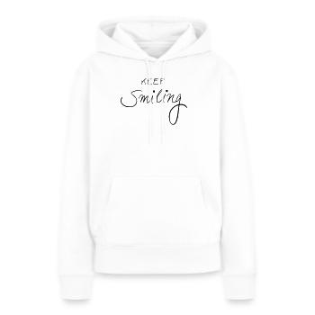 keep smiling - Frauen Premium Bio Hoodie - Weiß - Vorne - Julia (174cm)