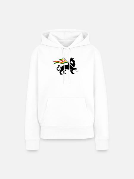 Rasta Fahnenlöwe - Frauen Premium Bio Hoodie - Weiß