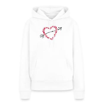 Großes Herz mit Pfeil aus vielen Herzen - Frauen Premium Bio Hoodie - Weiß - Vorne - Julia (174cm)
