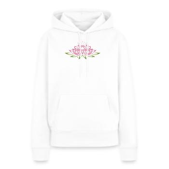 Grande fleur de lotus. Yoga. - Sweat à capuche Premium bio Femme - blanc - Devant - Julia (174cm)