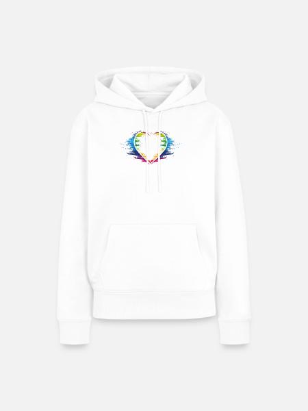 Regenbogen Herz - Frauen Premium Bio Hoodie - Weiß