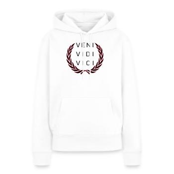 Veni Vidi Vici - Sweat à capuche Premium bio Femme - blanc - Devant - Julia (174cm)
