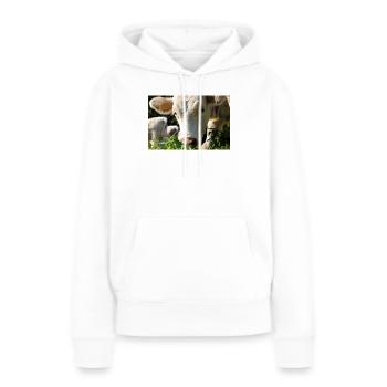 Affiche vache - Sweat à capuche Premium bio Femme - blanc - Devant - Julia (174cm)