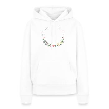 zarter Rahmen aus bunten Zweigen und Herz - Frauen Premium Bio Hoodie - Weiß - Vorne - Julia (174cm)