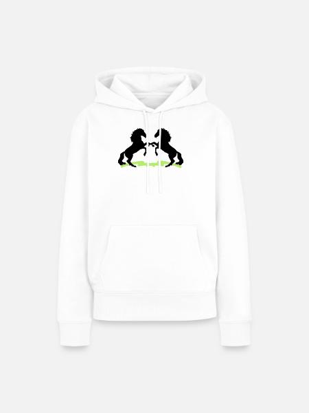 Pferde - Frauen Premium Bio Hoodie - Weiß