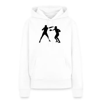 Entraînement de combat de boxe - Sweat à capuche Premium bio Femme - blanc - Devant - Julia (174cm)