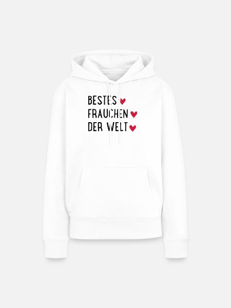 Bestes Frauchen der Welt - Frauen Premium Bio Hoodie - Weiß