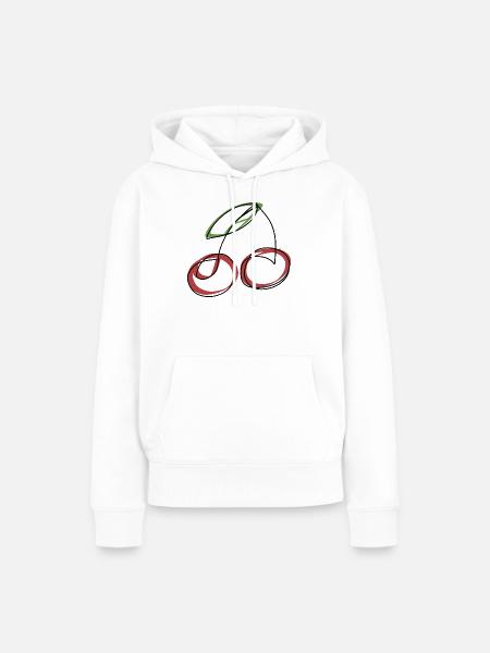 Lineart Kirsche - Frauen Premium Bio Hoodie - Weiß