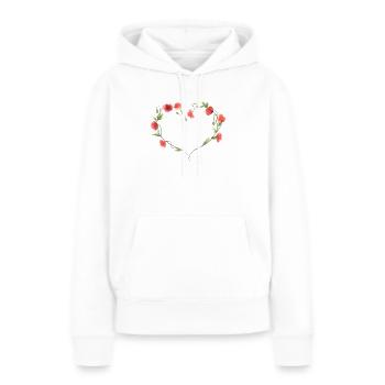 Coeur de coquelicot - Sweat à capuche Premium bio Femme - blanc - Devant - Julia (174cm)