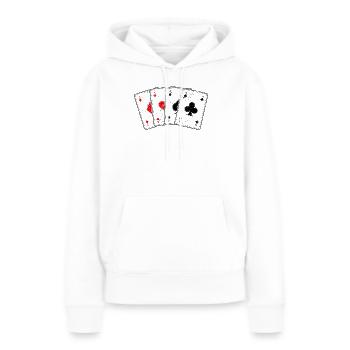 Karo- Herz- Pik- Kreuz-As Kartenspiel Poker Profi - Frauen Premium Bio Hoodie - Weiß - Vorne - Julia (174cm)