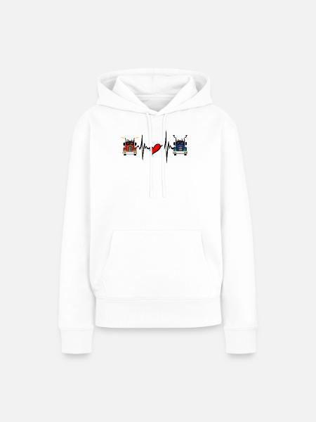Lkw-Lkw-Herzfrequenz - Frauen Premium Bio Hoodie - Weiß