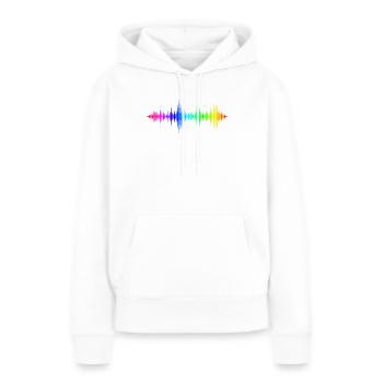 Ondes sonores arc-en-ciel - Sweat à capuche Premium bio Femme - blanc - Devant - Julia (174cm)