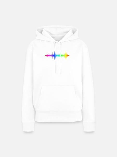 Regenbogen Schallwellen - Frauen Premium Bio Hoodie - Weiß