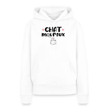 Chatmoureux Humour Chat mignon Amoureux Couple - Sweat à capuche Premium bio Femme - blanc - Devant - Julia (174cm)