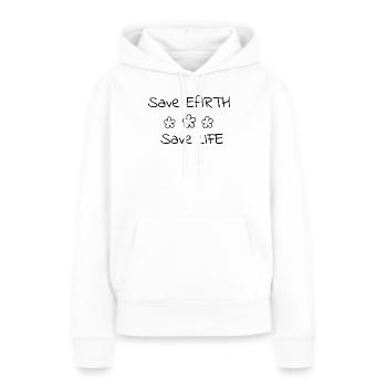 Planète - Sweat à capuche Premium bio Femme - blanc - Devant - Julia (174cm)