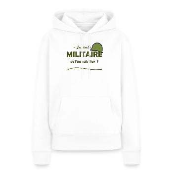 je suis militaire - Sweat à capuche Premium bio Femme - blanc - Devant - Julia (174cm)