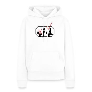 WC Aufkleber - Frauen Premium Bio Hoodie - Weiß - Vorne - Julia (174cm)