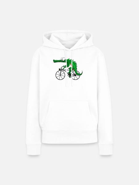 Krokodil mit Fahrrad - Frauen Premium Bio Hoodie - Weiß