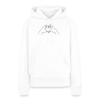 Geste de la main AMOUR - Sweat à capuche Premium bio Femme - blanc - Devant - Julia (174cm)